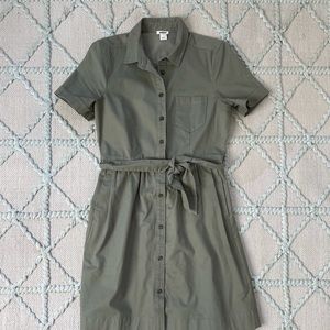 Jcrew button front tie waist dress